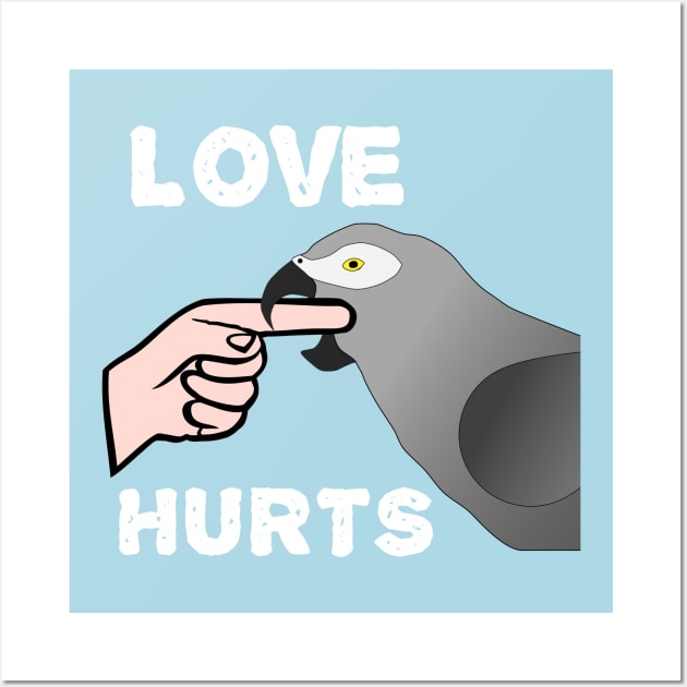 Love Hurts African Grey Parrot Biting Wall Art by Einstein Parrot